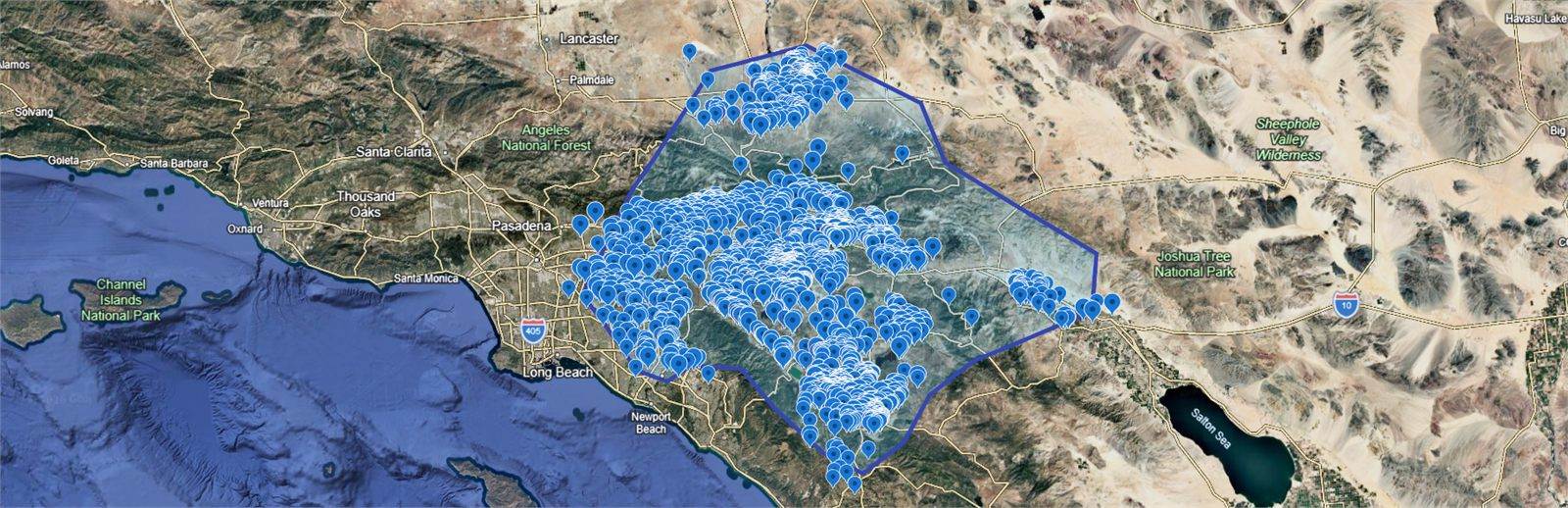 Service area map of Southern California